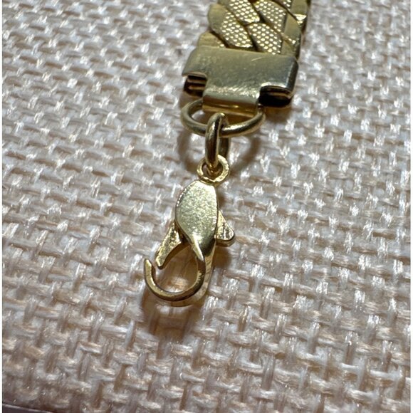 Gold Tone Herringbone Chain Bracelet With Lobster Clasp 6" Vintage - Picture 5 of 11